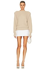 WARDROBE.NYC x Hailey Bieber Hb Knit Sweater in Beige, view 4, click to view large image.