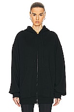 WARDROBE.NYC Oversize Zip Hoodie in Black, view 1, click to view large image.