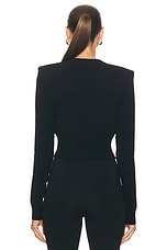 WARDROBE.NYC Cropped Cardigan With Shoulder Pads in Black, view 4, click to view large image.