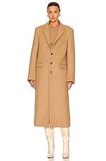 WARDROBE.NYC Single Breasted Coat in Camel, view 2, click to view large image.