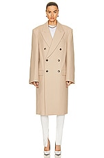 WARDROBE.NYC x Hailey Bieber HB Coat in Beige, view 2, click to view large image.