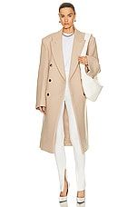 WARDROBE.NYC x Hailey Bieber HB Coat in Beige, view 5, click to view large image.