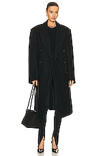 WARDROBE.NYC x Hailey Bieber Hb Coat in Black, view 1, click to view large image.