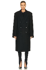 WARDROBE.NYC x Hailey Bieber Hb Coat in Black, view 2, click to view large image.