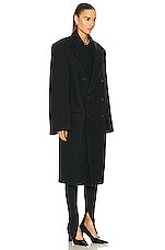 WARDROBE.NYC x Hailey Bieber Hb Coat in Black, view 3, click to view large image.