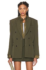 WARDROBE.NYC Double Breasted Blazer in Military, view 2, click to view large image.