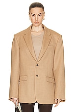 WARDROBE.NYC Oversize Single Breasted Blazer in Camel, view 1, click to view large image.