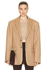 WARDROBE.NYC Oversize Single Breasted Blazer in Camel, view 2, click to view large image.