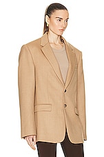 WARDROBE.NYC Oversize Single Breasted Blazer in Camel, view 3, click to view large image.