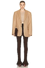 WARDROBE.NYC Oversize Single Breasted Blazer in Camel, view 5, click to view large image.
