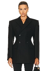 WARDROBE.NYC Double Breasted Contour Blazer in Black, view 1, click to view large image.