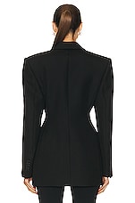 WARDROBE.NYC Double Breasted Contour Blazer in Black, view 3, click to view large image.