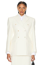 TAILORED Double Breasted Contour Blazer in Off White. Also offered in  Black. Available @netaporter