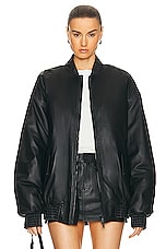WARDROBE.NYC Leather Bomber Jacket in Black, view 1, click to view large image.