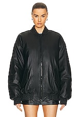 WARDROBE.NYC Leather Bomber Jacket in Black, view 2, click to view large image.
