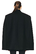 WARDROBE.NYC Double Breasted Crop Cape in Black, view 3, click to view large image.
