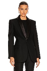 WARDROBE.NYC Tuxedo Blazer in Black, view 2, click to view large image.