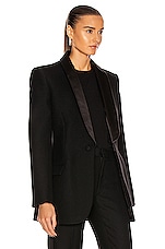 WARDROBE.NYC Tuxedo Blazer in Black, view 3, click to view large image.