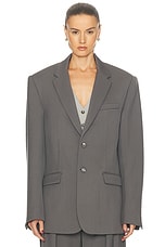 WARDROBE.NYC Oversize Single Breasted Blazer in Slate, view 2, click to view large image.