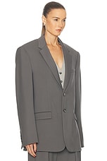 WARDROBE.NYC Oversize Single Breasted Blazer in Slate, view 3, click to view large image.