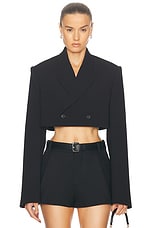 WARDROBE.NYC Cropped Blazer in Black, view 1, click to view large image.