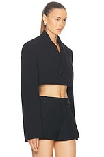 WARDROBE.NYC Cropped Blazer in Black, view 2, click to view large image.