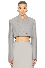 WARDROBE.NYC Cropped Blazer in Grey Marl, view 1, click to view large image.