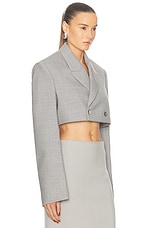 WARDROBE.NYC Cropped Blazer in Grey Marl, view 2, click to view large image.