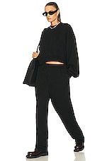 WARDROBE.NYC x Hailey Bieber HB Track Pant in Black, view 4, click to view large image.