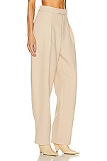 WARDROBE.NYC x Hailey Bieber Hb Trouser in Beige, view 2, click to view large image.