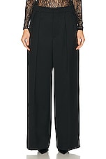 WARDROBE.NYC Low Rise Tuxedo Trouser in Black, view 1, click to view large image.
