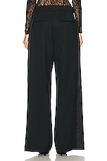 WARDROBE.NYC Low Rise Tuxedo Trouser in Black, view 3, click to view large image.