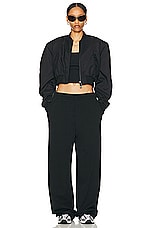 WARDROBE.NYC Semi Matte Track Pant in Black, view 4, click to view large image.
