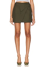WARDROBE.NYC Wrap Mini Skirt in Military, view 1, click to view large image.