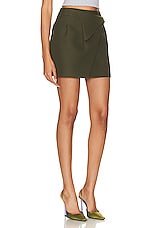 WARDROBE.NYC Wrap Mini Skirt in Military, view 2, click to view large image.