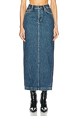 WARDROBE.NYC Denim Column Skirt in Indigo, view 1, click to view large image.