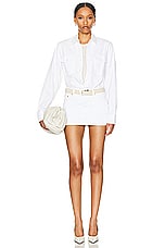 WARDROBE.NYC Denim Micro Mini Skirt in White, view 4, click to view large image.