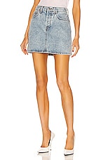 WARDROBE.NYC Denim Mini Skirt in Blue, view 1, click to view large image.