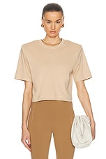 WARDROBE.NYC Cropped Shoulder Pad Top in Khaki, view 1, click to view large image.