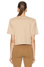 WARDROBE.NYC Cropped Shoulder Pad Top in Khaki, view 3, click to view large image.