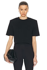 WARDROBE.NYC Crop Shoulder Pad Top in Black, view 1, click to view large image.