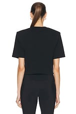 WARDROBE.NYC Crop Shoulder Pad Top in Black, view 3, click to view large image.