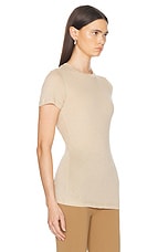 WARDROBE.NYC Fitted Short Sleeve Top in Khaki, view 2, click to view large image.