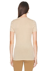 WARDROBE.NYC Fitted Short Sleeve Top in Khaki, view 3, click to view large image.