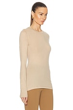 WARDROBE.NYC Fitted Long Sleeve Tee in Khaki, view 2, click to view large image.