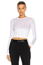 WARDROBE.NYC Fitted Long Sleeve Crop in White, view 1, click to view large image.