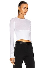 WARDROBE.NYC Fitted Long Sleeve Crop in White, view 2, click to view large image.