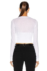 WARDROBE.NYC Fitted Long Sleeve Crop in White, view 3, click to view large image.