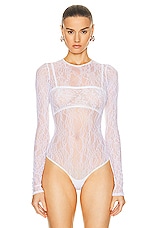 WARDROBE.NYC Lace Bodysuit in Off White, view 2, click to view large image.