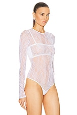 WARDROBE.NYC Lace Bodysuit in Off White, view 3, click to view large image.
